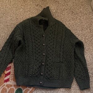 Women's Green Cable Knit Cardigan